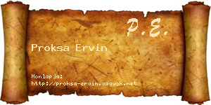 Proksa Ervin névjegykártya
